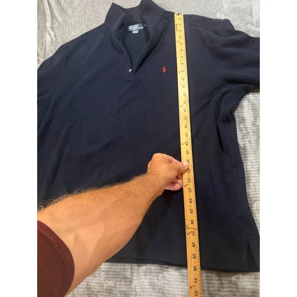 Polo‎ Ralph Lauren Mens XXL Navy Blue 100% Cotton Quarter Zip Pullover Sweater